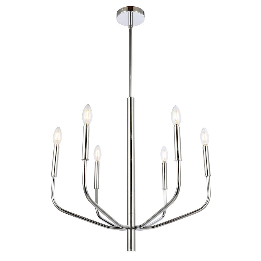 Dainolite Eleanor 24in 6-Light Chandelier | Contemporary Polished Chrome Metal | Dining Room & Living Room | 24 x 24 x 24 in | Model ELN-246C-PC