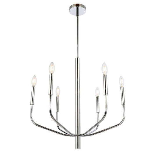 Dainolite Eleanor 24in 6-Light Chandelier | Contemporary Polished Chrome Metal | Dining Room & Living Room | 24 x 24 x 24 in | Model ELN-246C-PC