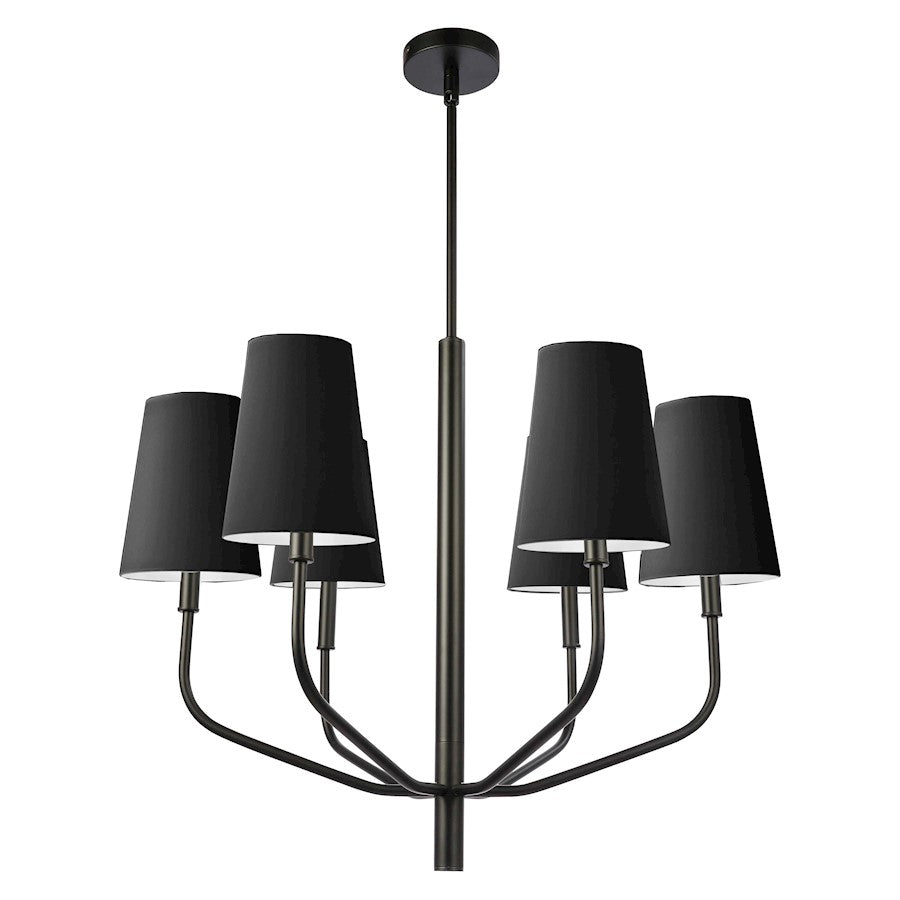 Dainolite Eleanor 28in 6-Light Chandelier | Transitional Black Fabric and Matte Black Metal | Living Room, Foyer & Dining Room | Model ELN-286C-MB-797