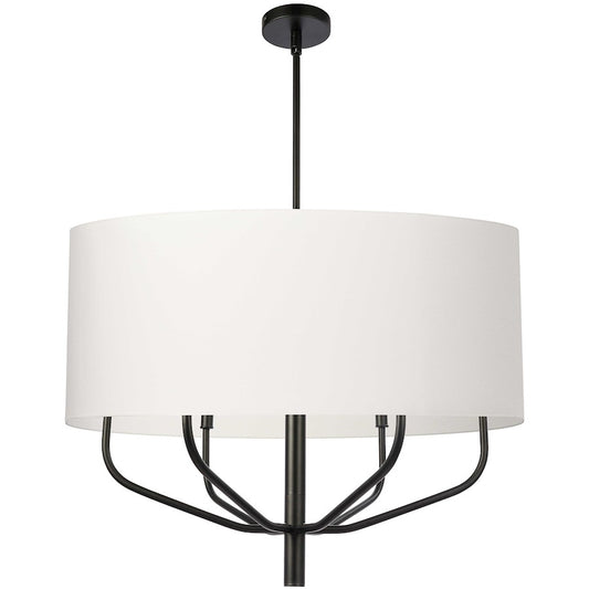 Dainolite Eleanor 30in 6-Light Chandelier | Transitional Matte Black and White Fabric | Living & Dining Room | 30 x 30 x 24 in | Model ELN-306C-MB-790