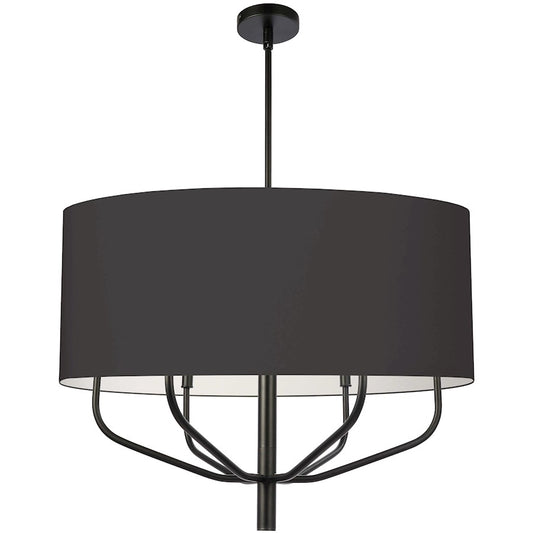 Dainolite Eleanor 30in 6-Light Chandelier | Transitional Matte Black and Black Fabric | Living & Dining Room | 30 x 30 x 24 in | Model ELN-306C-MB-797