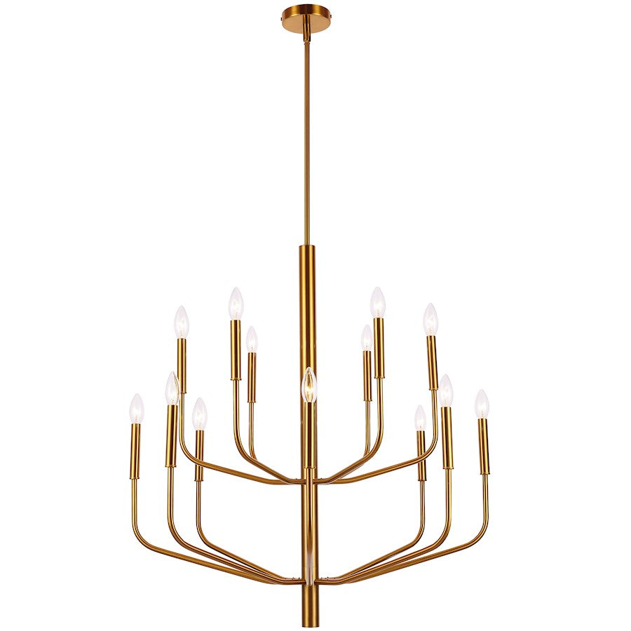 Dainolite Eleanor 32in 14-Light Chandelier | Aged Brass Metal | Dining Room & Living Room | 32 x 32 x 34 in | Model ELN-3214C-AGB