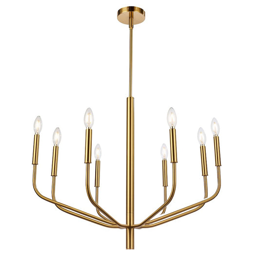 Dainolite Eleanor 32in 8-Light Chandelier | Aged Brass Metal | Dining Room & Living Room | 32 x 32 x 28 in | Model ELN-328C-AGB