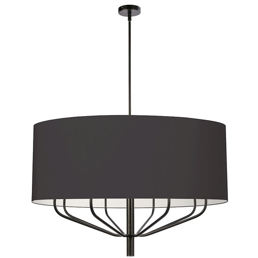 Dainolite Eleanor 38in 8-Light Chandelier | Modern Matte Black and Black Fabric Drum | Dining Room & Living Room | Model ELN-388C-MB-797