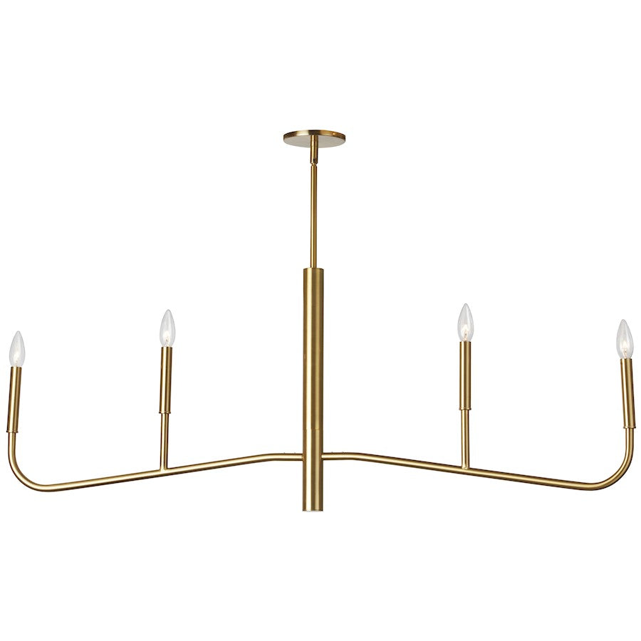Dainolite Eleanor 48in 4-Light Chandelier | Transitional Aged Brass Metal | Dining Room & Kitchen Island | 48 x 2 x 18 in | Model ELN-484HC-AGB