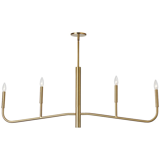 Dainolite Eleanor 48in 4-Light Chandelier | Transitional Aged Brass Metal | Dining Room & Kitchen Island | 48 x 2 x 18 in | Model ELN-484HC-AGB