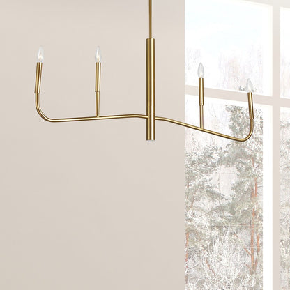 Dainolite Eleanor 48in 4-Light Chandelier | Transitional Aged Brass Metal | Dining Room & Kitchen Island | 48 x 2 x 18 in | Model ELN-484HC-AGB