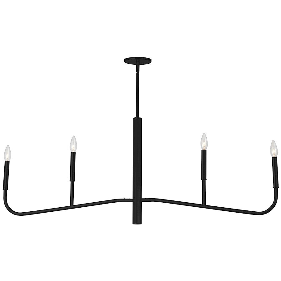 Dainolite Eleanor 48in 4-Light Chandelier | Transitional Matte Black Metal | Dining Room & Foyer | 48 x 2 x 18 in | Model ELN-484HC-MB