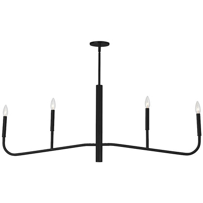 Dainolite Eleanor 48in 4-Light Chandelier | Transitional Matte Black Metal | Dining Room & Foyer | 48 x 2 x 18 in | Model ELN-484HC-MB