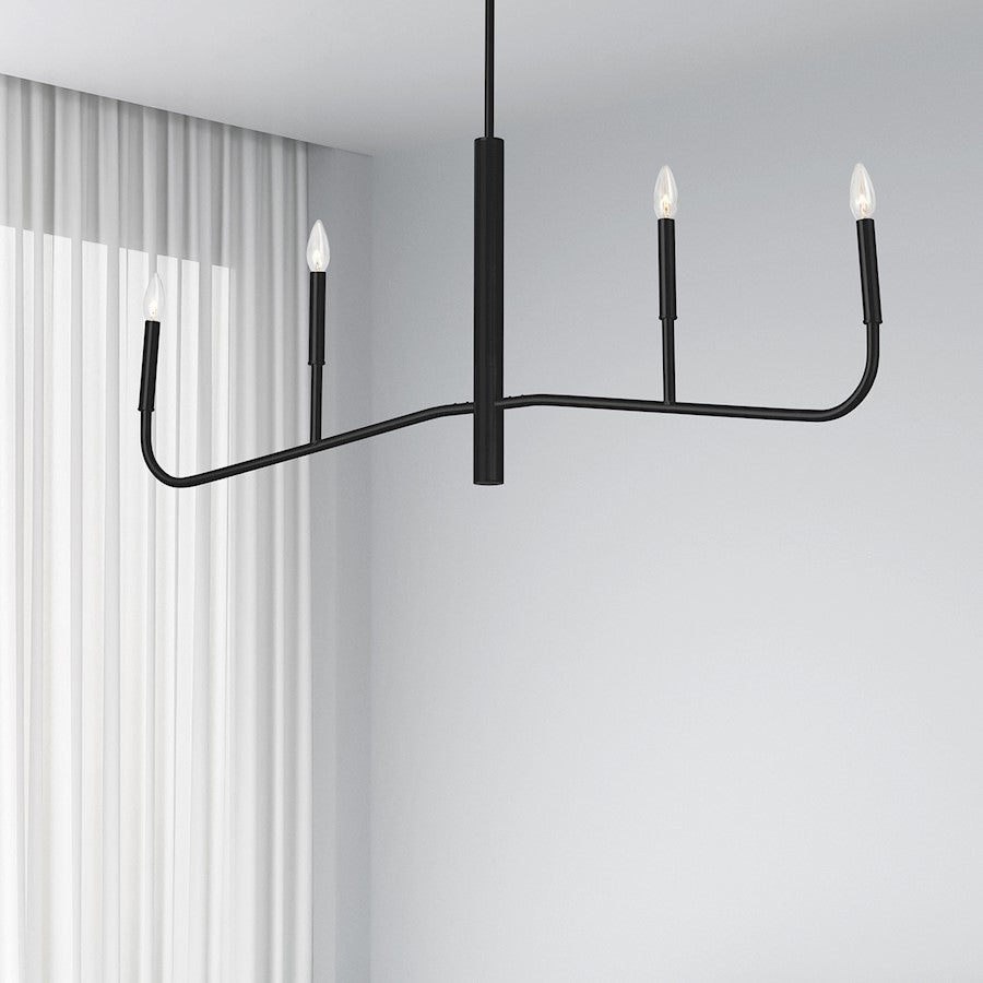 Dainolite Eleanor 48in 4-Light Chandelier | Transitional Matte Black Metal | Dining Room & Foyer | 48 x 2 x 18 in | Model ELN-484HC-MB