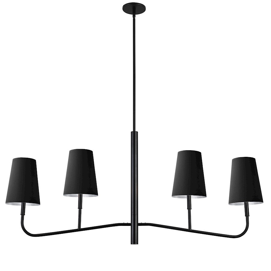 Dainolite Eleanor 53in 4-Light Chandelier | Industrial Matte Black and Black Fabric | Dining Room & Foyer | 53 x 6 x 18 in | Model ELN-534HC-MB-697