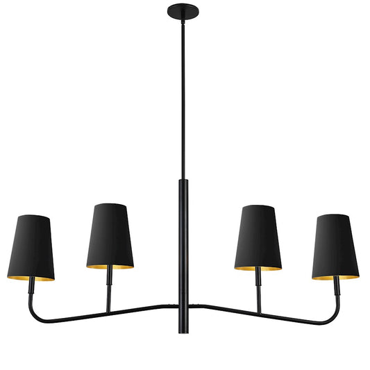 Dainolite Eleanor 53in 4-Light Chandelier | Industrial Matte Black and Black Fabric | Dining Room & Foyer | 53 x 6 x 18 in | Model ELN-534HC-MB-698