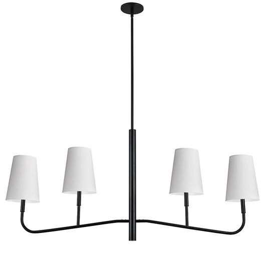 Dainolite Eleanor 53in 4-Light Chandelier | Industrial Matte Black and White Fabric | Dining Room & Foyer | 53 x 6 x 18 in | Model ELN-534HC-MB-790