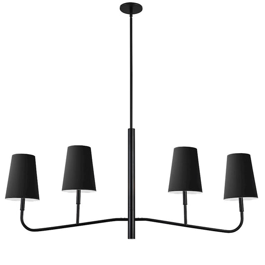 Dainolite Eleanor 53in 4-Light Chandelier | Industrial Matte Black and Black Fabric | Dining Room & Foyer | 53 x 6 x 18 in | Model ELN-534HC-MB-797
