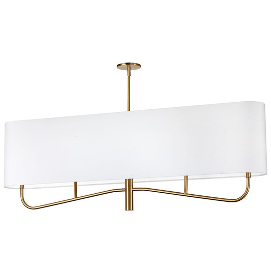 Dainolite Eleanor 54in 4-Light Chandelier | Transitional Aged Brass and White Fabric | Dining Room & Foyer | 54 x 7 x 19 in | Model ELN-544HC-AGB-790