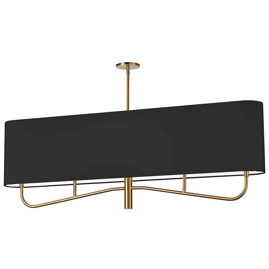 Dainolite Eleanor 54in 4-Light Chandelier | Transitional Aged Brass and Black Fabric | Dining Room & Foyer | 54 x 7 x 19 in | Model ELN-544HC-AGB-797