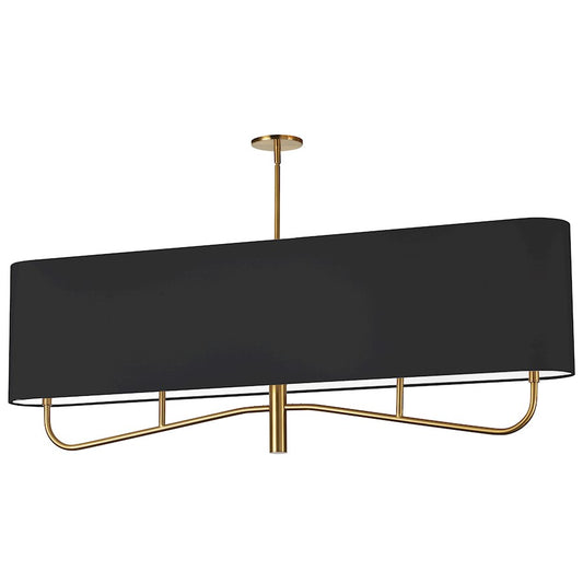 Dainolite Eleanor 54in 4-Light Chandelier | Transitional Aged Brass and Black Fabric | Dining Room & Foyer | 54 x 7 x 19 in | Model ELN-544HC-AGB-797