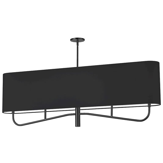Dainolite Eleanor 54in 4-Light Chandelier | Transitional Matte Black and Black Fabric | Dining Room & Foyer | 54 x 7 x 19 in | Model ELN-544HC-MB-797