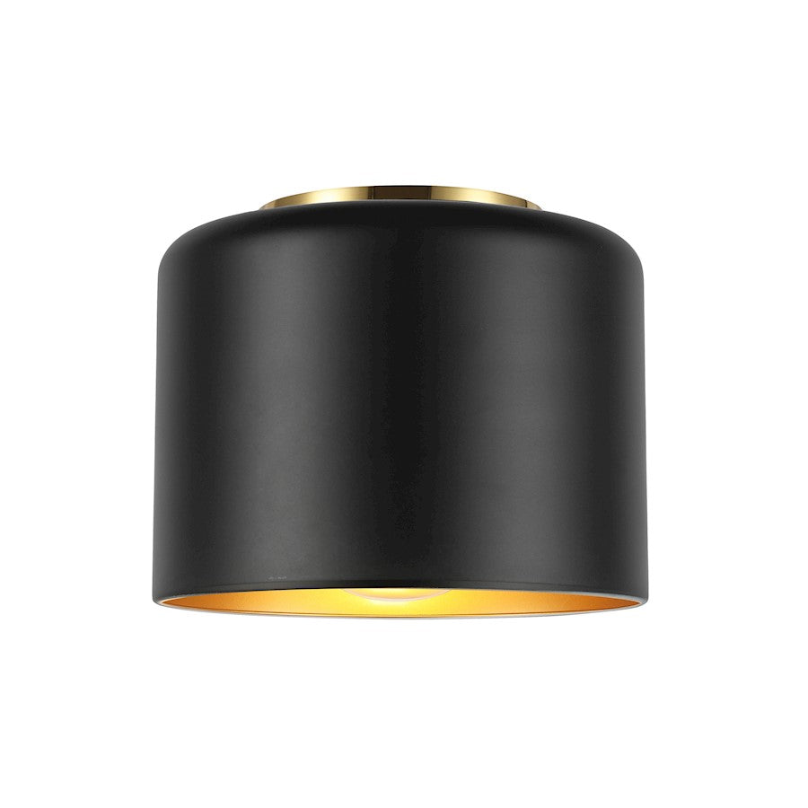 Dainolite Emilia 8in 1-Light Flush Mount | Transitional Matte Black and Aged Brass Metal | Hallway & Bedroom Ceiling Light | Model EMI-81FH-AGB-MB