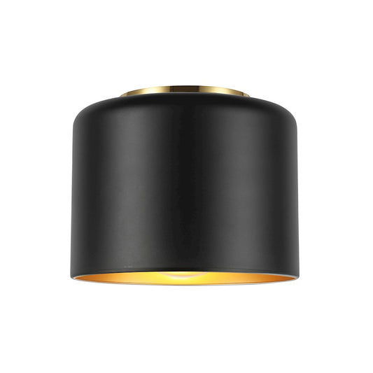 Dainolite Emilia 8in 1-Light Flush Mount | Transitional Matte Black and Aged Brass Metal | Hallway & Bedroom Ceiling Light | Model EMI-81FH-AGB-MB