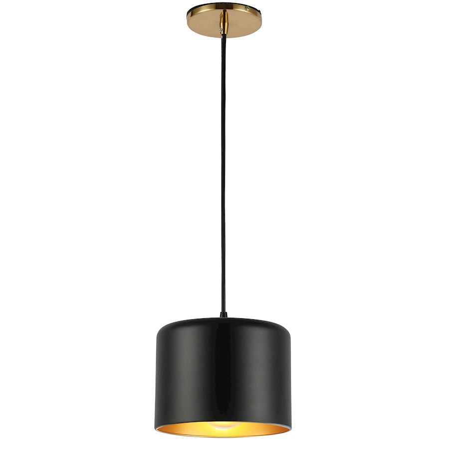 Dainolite Emilia 8in 1-Light Pendant | Transitional Matte Black and Aged Brass Metal | Kitchen Island & Dining Room | Model EMI-81P-AGB-MB