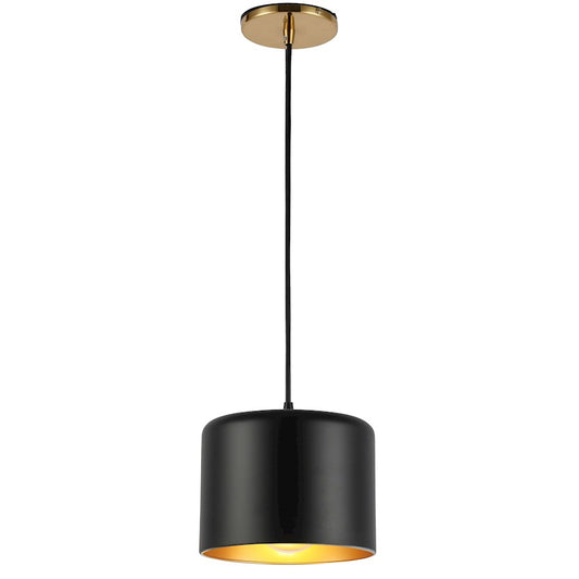 Dainolite Emilia 8in 1-Light Pendant | Transitional Matte Black and Aged Brass Metal | Kitchen Island & Dining Room | Model EMI-81P-AGB-MB