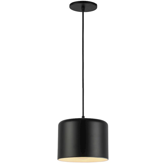 Dainolite Emilia 8in 1-Light Pendant | Matte Black Metal | Kitchen Island & Dining Room | 8 x 8 x 6 in | Model EMI-81P-MB