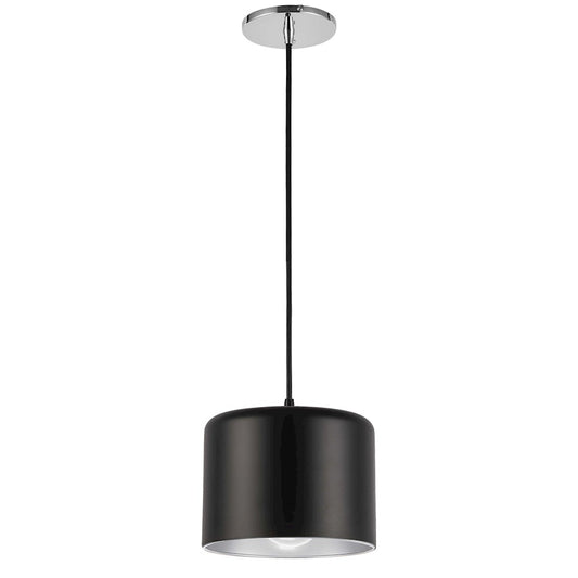Dainolite Emilia 8in 1-Light Pendant | Matte Black and Polished Chrome Metal | Kitchen Island & Dining Room | 8 x 8 x 6 in | Model EMI-81P-PC-MB