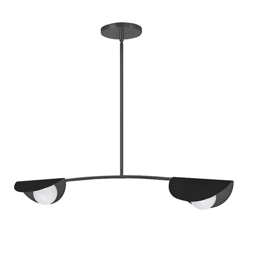 Dainolite Emma 34in 2-Light Pendant | Contemporary Matte Black and White Glass | Kitchen Island & Dining Room | 34 x 6 x 6 in | Model EMM-342HP-MB