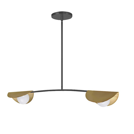 Dainolite Emma 34in 2-Light Pendant | Contemporary Matte Black and Aged Brass with White Glass | Kitchen Island & Dining | Model EMM-342HP-MB-AGB