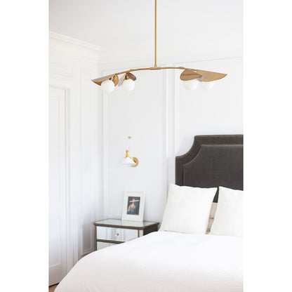 Dainolite Emma 41in 4-Light Pendant | Contemporary Aged Brass and White Glass | Kitchen Island & Dining Room | 41 x 19 x 6 in | Model EMM-414HP-AGB