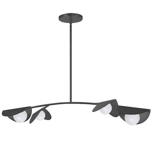 Dainolite Emma 41in 4-Light Pendant | Contemporary Matte Black and White Glass | Kitchen Island & Dining Room | 41 x 19 x 6 in | Model EMM-414HP-MB