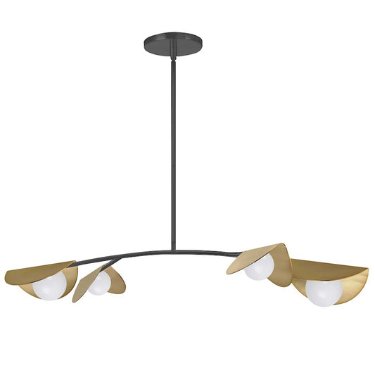 Dainolite Emma 41in 4-Light Pendant | Contemporary Matte Black and White Glass | Kitchen Island & Dining Room | Model EMM-414HP-MB-AGB