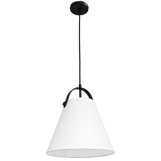 Dainolite Emperor 13in 1-Light Pendant | Contemporary Matte Black and White Laminated Fabric | Kitchen Island & Dining Room | 13 x | Model EMP-111P-790-MB