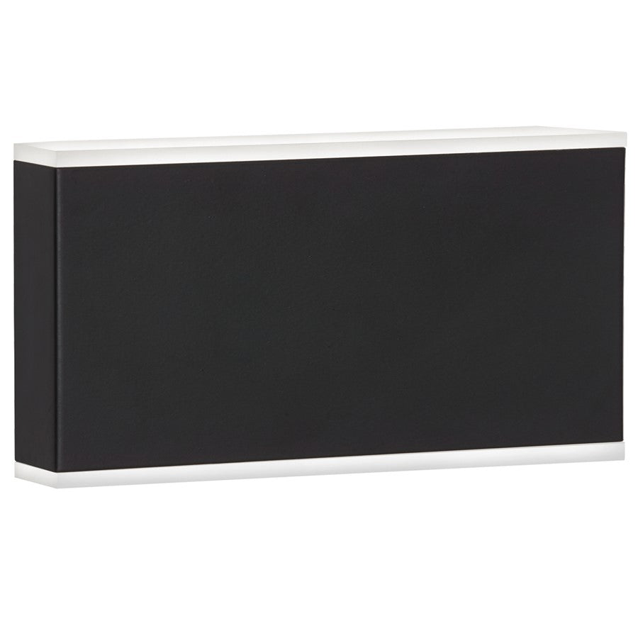 Dainolite Emery 10in 2-Light Outdoor Wall Sconce | Modern Matte Black and White Acrylic | Outdoor Covered Patio & Entryway | Model EMY-105OD-20W-MB