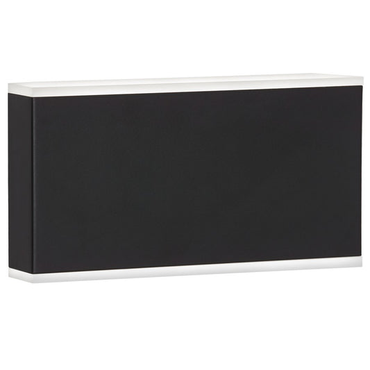 Dainolite Emery 10in 2-Light Outdoor Wall Sconce | Modern Matte Black and White Acrylic | Outdoor Covered Patio & Entryway | Model EMY-105OD-20W-MB