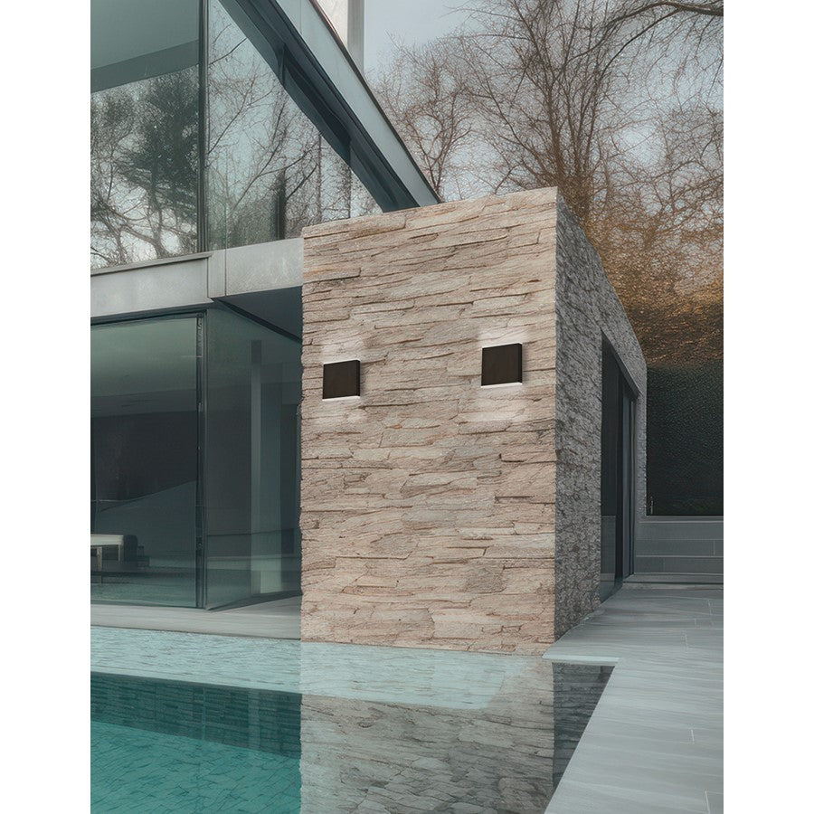 Dainolite Emery 5in 2-Light LED Outdoor Wall Sconce | Modern Matte Black and White Acrylic | Covered Patio & Entryway | Model EMY-550OD-5W-MB