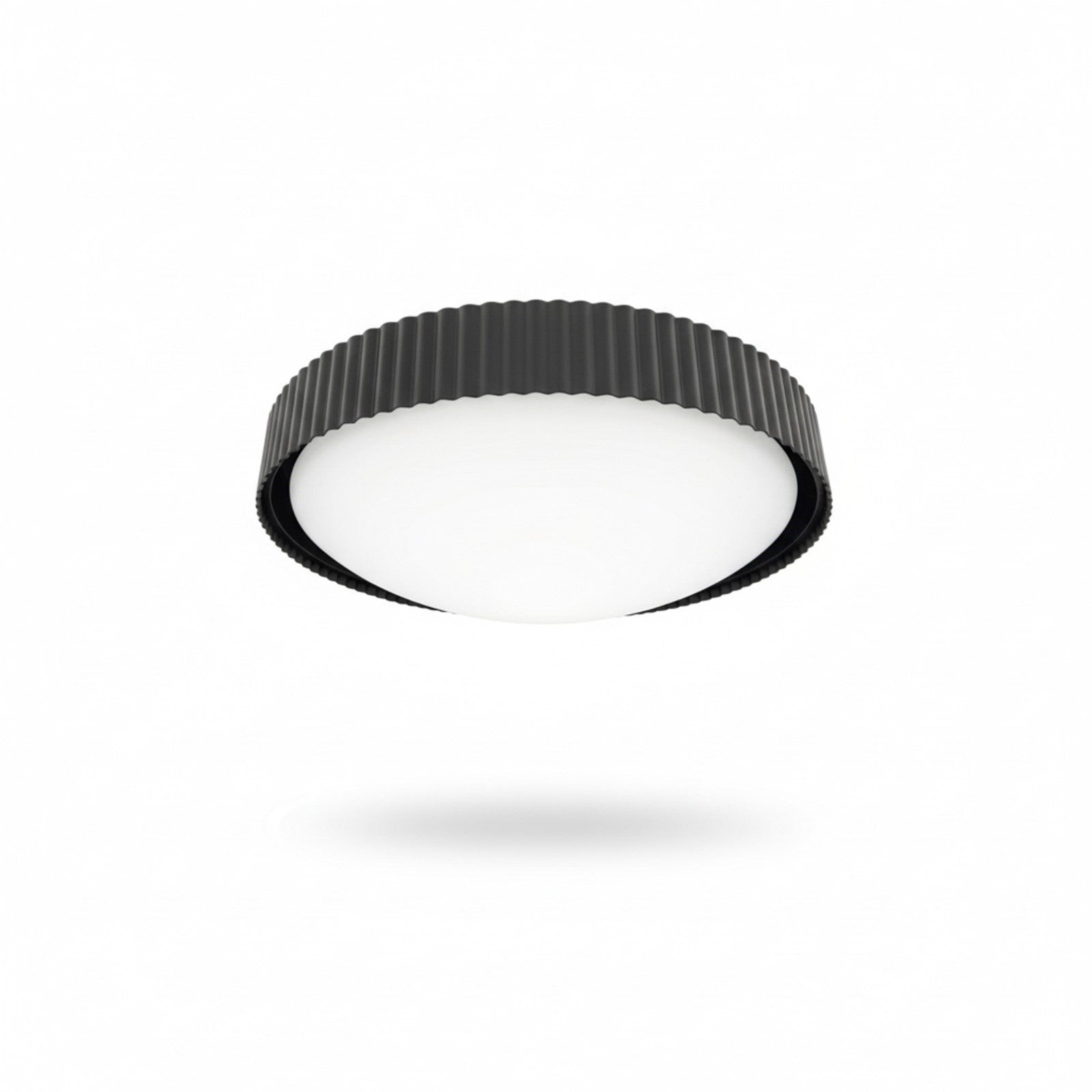 Dainolite Fabiana 13in 1-Light LED Flush Mount | Transitional Matte Black Metal and White Glass | Hallway & Bathroom Ceiling | 13 | Model FBN-1330LEDFH-MB