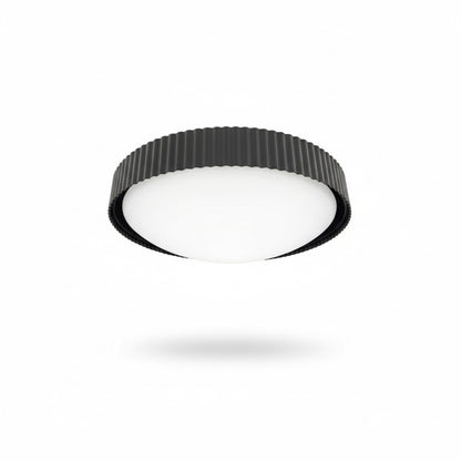 Dainolite Fabiana 13in 1-Light LED Flush Mount | Transitional Matte Black Metal and White Glass | Hallway & Bathroom Ceiling | 13 | Model FBN-1330LEDFH-MB