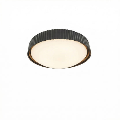 Dainolite Fabiana 13in 1-Light LED Flush Mount | Transitional Matte Black Metal and White Glass | Hallway & Bathroom Ceiling | 13 | Model FBN-1330LEDFH-MB