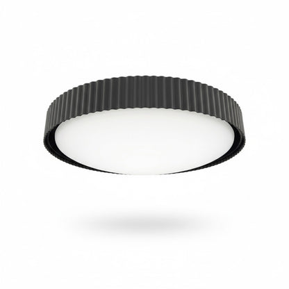 Dainolite Fabiana 18in 1-Light LED Flush Mount | Transitional Matte Black Metal and White Glass | Hallway & Bathroom Ceiling | 18 | Model FBN-1840LEDFH-MB