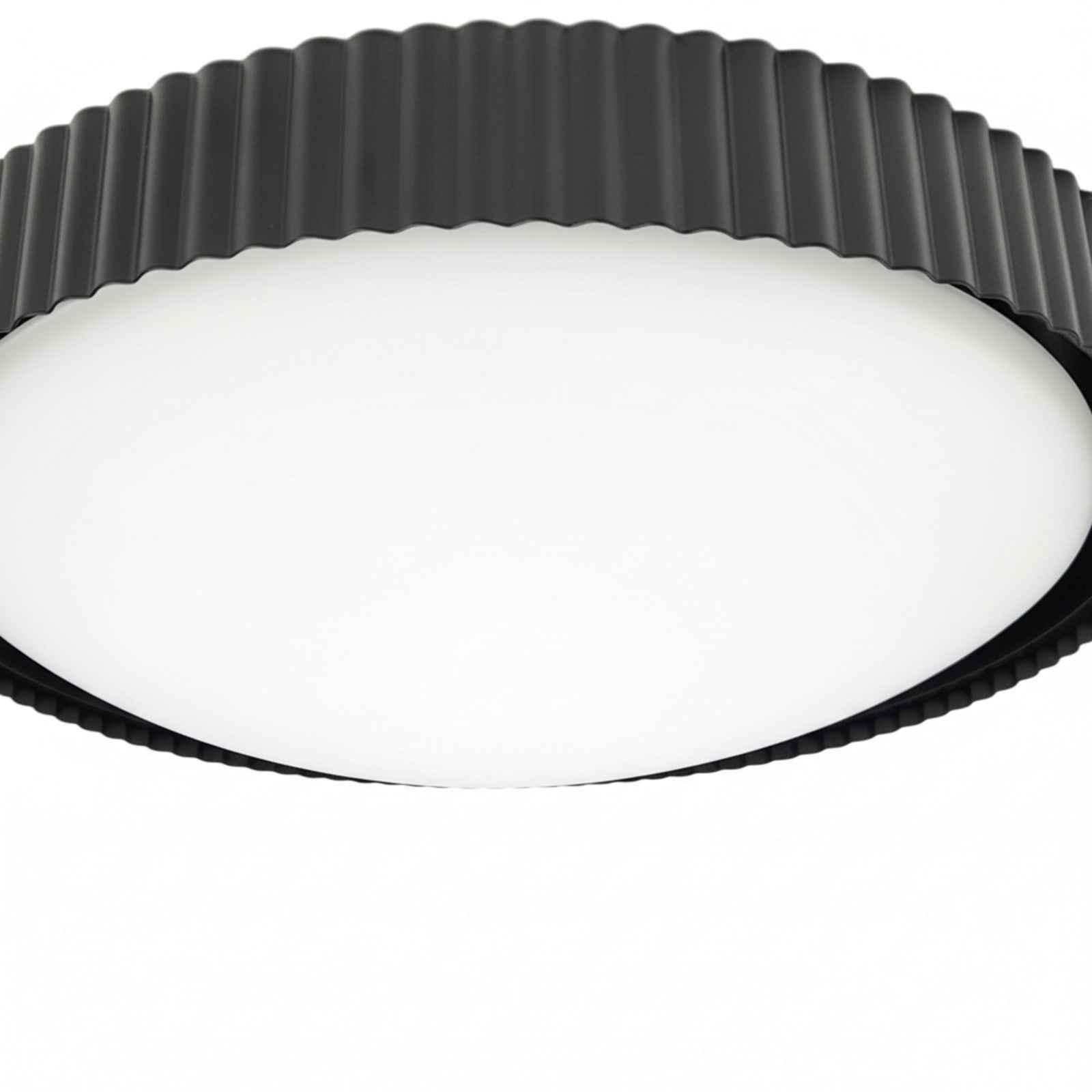 Dainolite Fabiana 18in 1-Light LED Flush Mount | Transitional Matte Black Metal and White Glass | Hallway & Bathroom Ceiling | 18 | Model FBN-1840LEDFH-MB