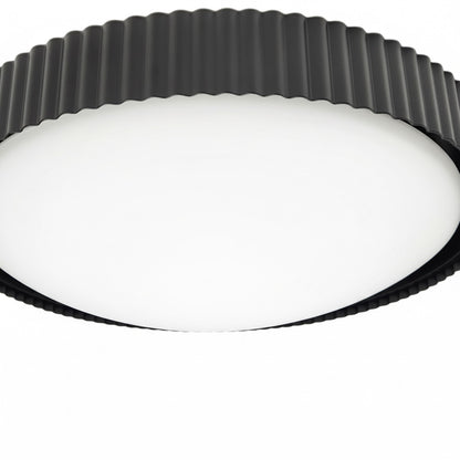 Dainolite Fabiana 18in 1-Light LED Flush Mount | Transitional Matte Black Metal and White Glass | Hallway & Bathroom Ceiling | 18 | Model FBN-1840LEDFH-MB
