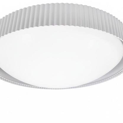 Dainolite Fabiana 18in 1-Light LED Flush Mount | Transitional Matte White Metal and White Glass | Hallway & Home Office | 18 x 18 | Model FBN-1840LEDFH-MW