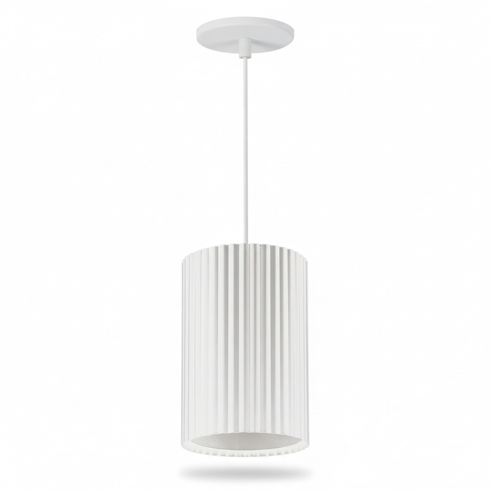 Dainolite Fabiana 5in 1-Light LED Pendant | Transitional Matte White Metal and Acrylic | Kitchen & Bathroom | 5 x 5 x 8 in | Model FBN-515LEDP-MW