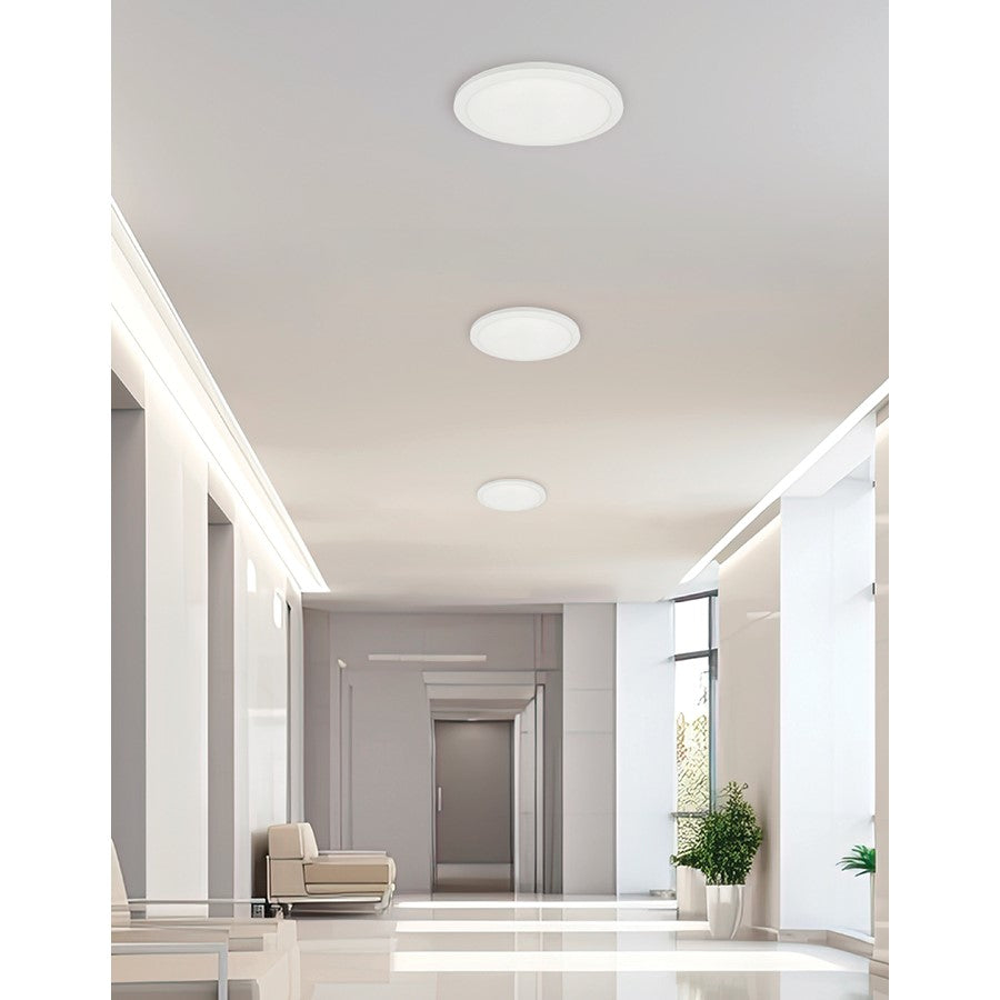 Dainolite Franchesa 16in 1-Light LED Flush Mount | Contemporary Matte White and White Acrylic | Bedroom & Hallway | 3300lm | Model FCA-1630LEDFH-MW