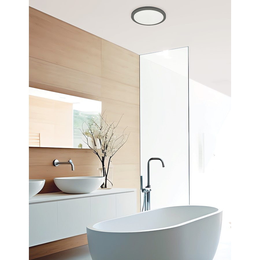 Dainolite Franchesa 9in 1-Light Flush Mount | Contemporary Matte Black and White Acrylic | Bedroom & Hallway | 1400 Lumens | Model FCA-920LEDFH-MB