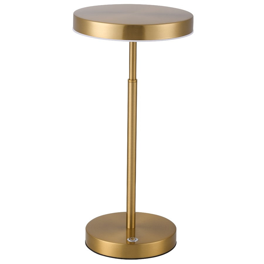 Dainolite Francine 8in 1-Light LED Table Lamp | Modern Aged Brass and White Acrylic | Bedroom & Office Desk | 1240 Lumens | Model FCE-1510LEDT-AGB