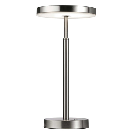 Dainolite Francine 8in 1-Light LED Table Lamp | Modern Satin Nickel and White Acrylic | Bedroom & Office Desk | 800 Lumens | Model FCE-1510LEDT-SN
