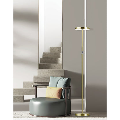Dainolite Francine 54in 1-Light LED Floor Lamp | Modern Aged Brass Metal and White Acrylic | Office & Bedroom Task Light | Model FCE-5430LEDF-AGB